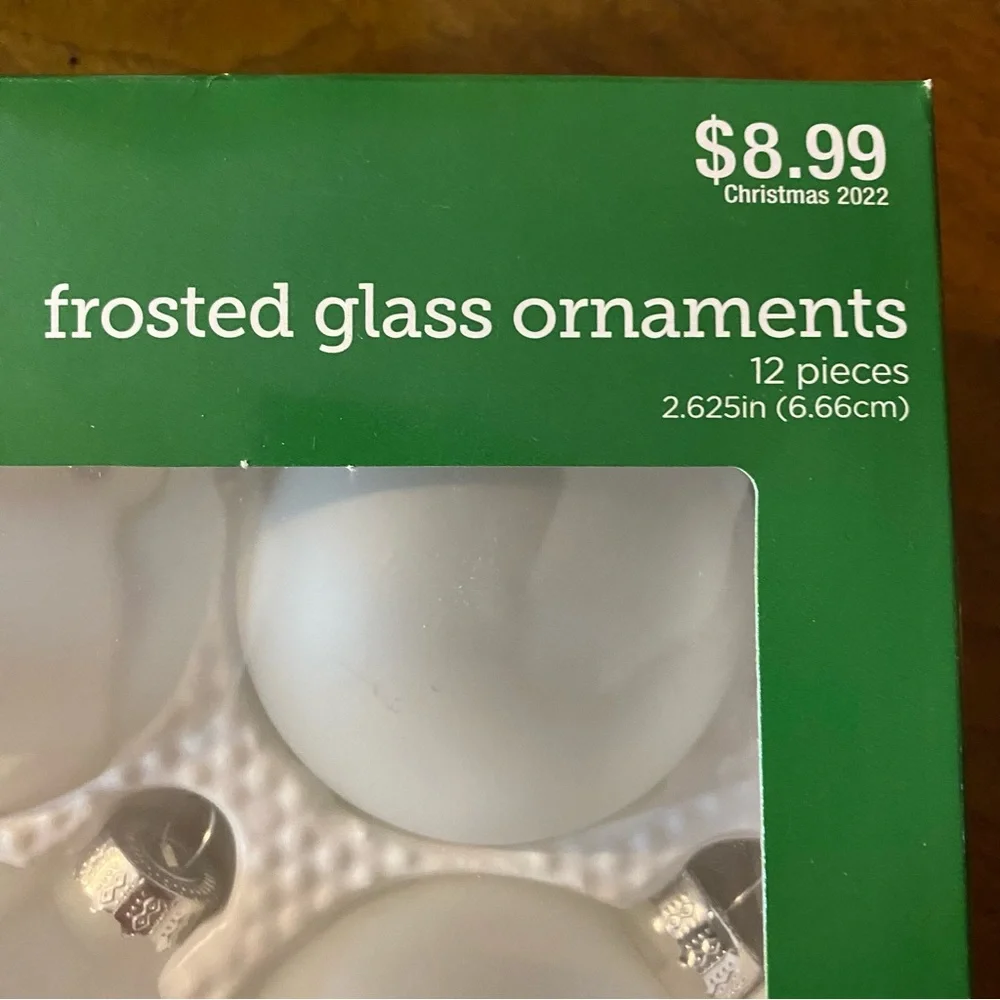 4 packs of 12 Frosted Glass Ornaments - Picture 2 of 2